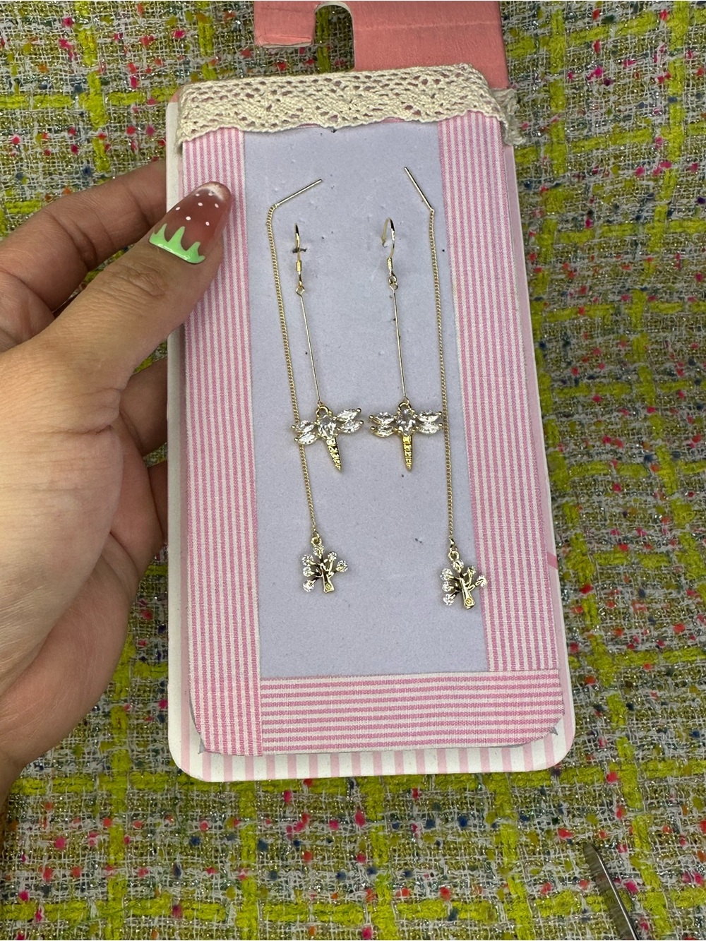 AA great Delicate Gold Floral Drop Earrings -2 pairs